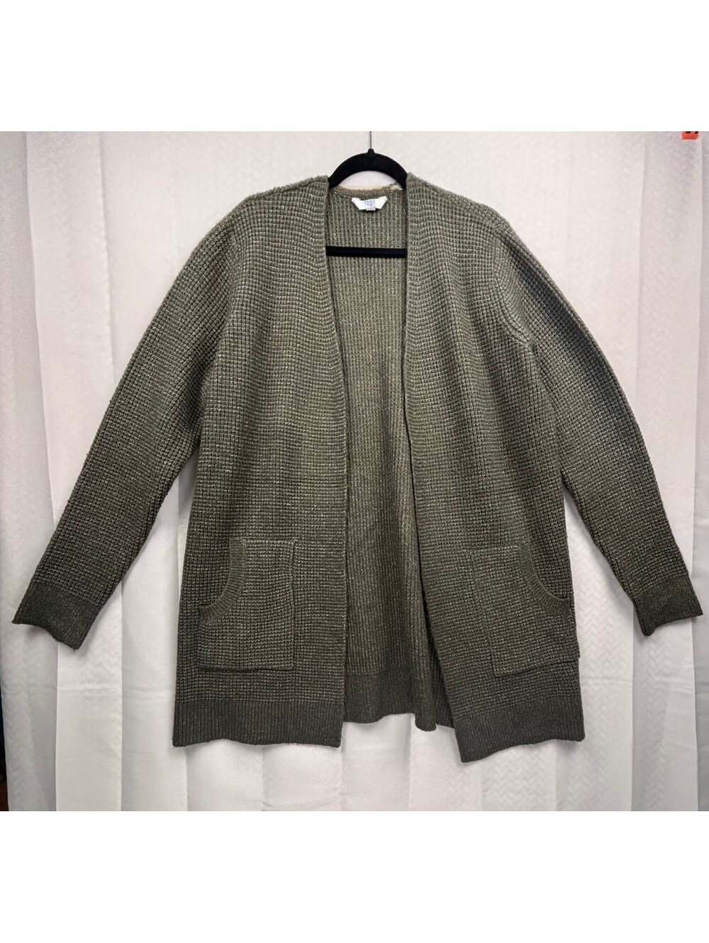 Time and Tru Women's Olive Green Open Front Cardigan Sweater XL